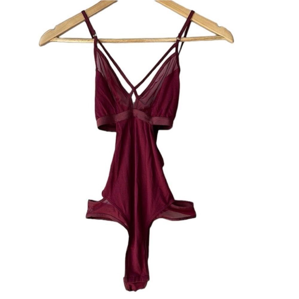 NWT Naked Princess Camilla Bodysuit Lace Detail Burgundy
